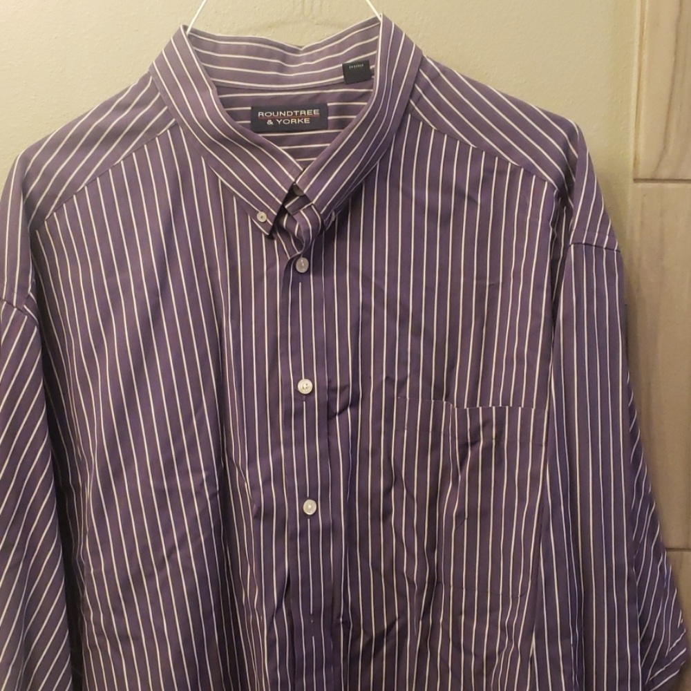 Men's purple and white dress shirt 3X